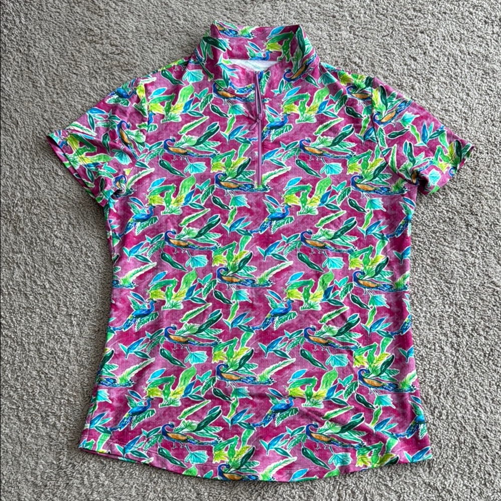 IBKUL Women's Colorful Patterned Top - Pink, Green, Blue